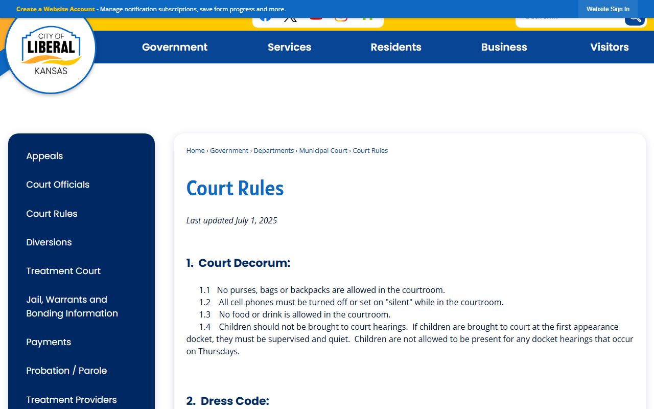Seward County court dockets Liberal Municipal Court rules