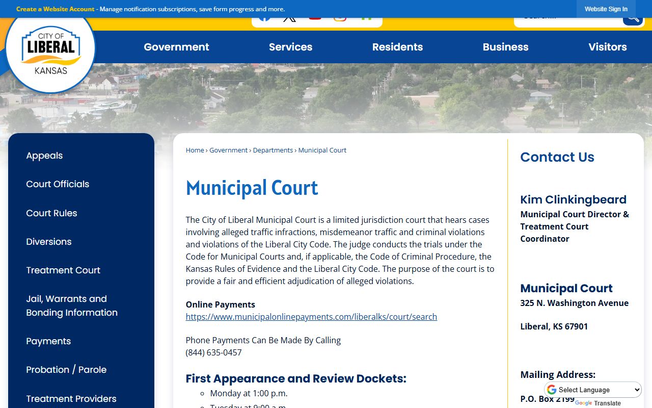 Seward County court dockets Liberal Municipal Court page