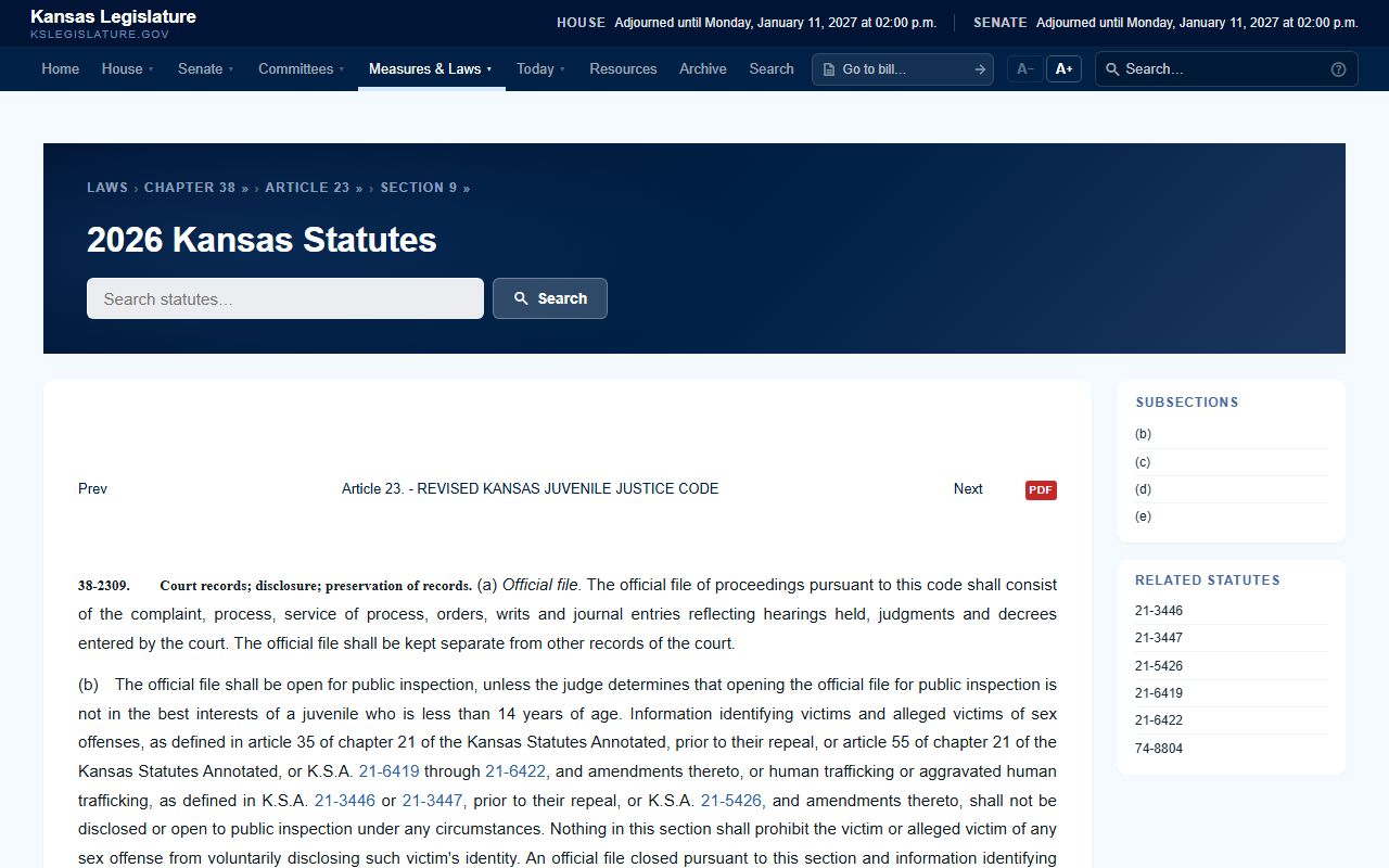 Seward County criminal court records juvenile record statute