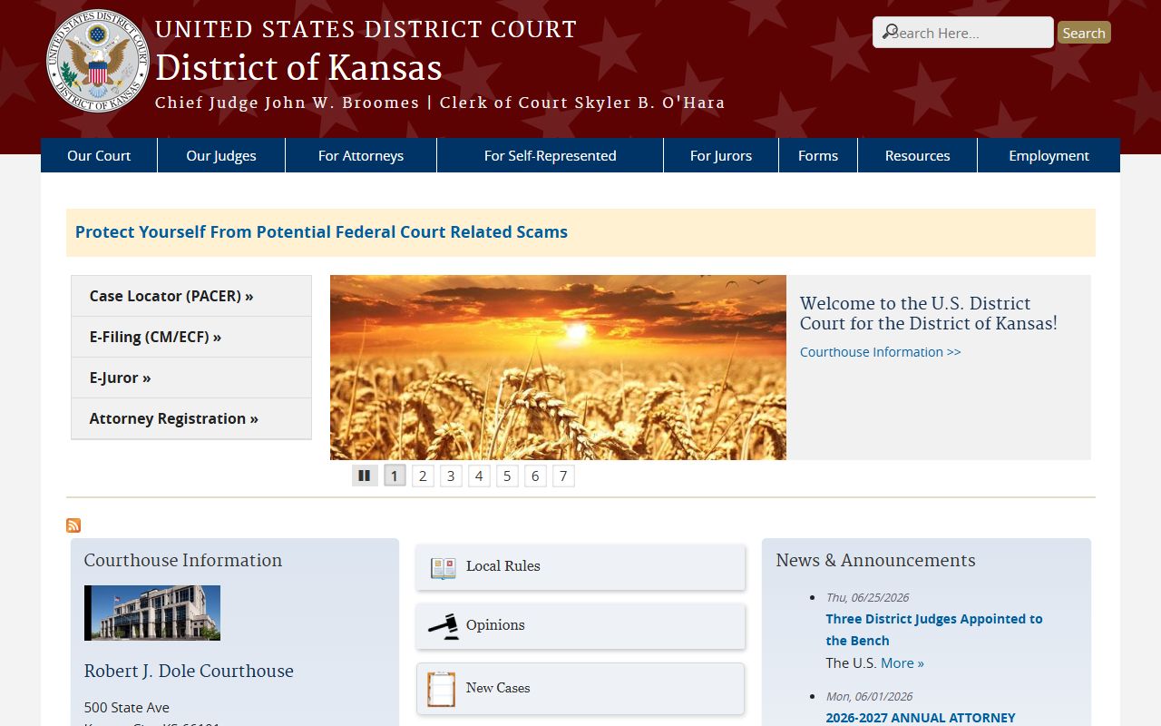 Seward County District Court compared with federal District of Kansas