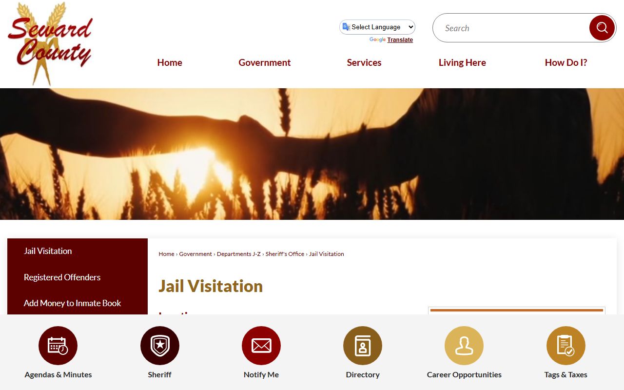 Seward County inmate records jail visitation schedule