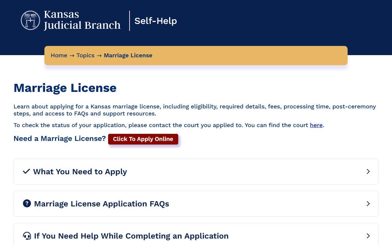 Seward County marriage records Kansas marriage license self-help page