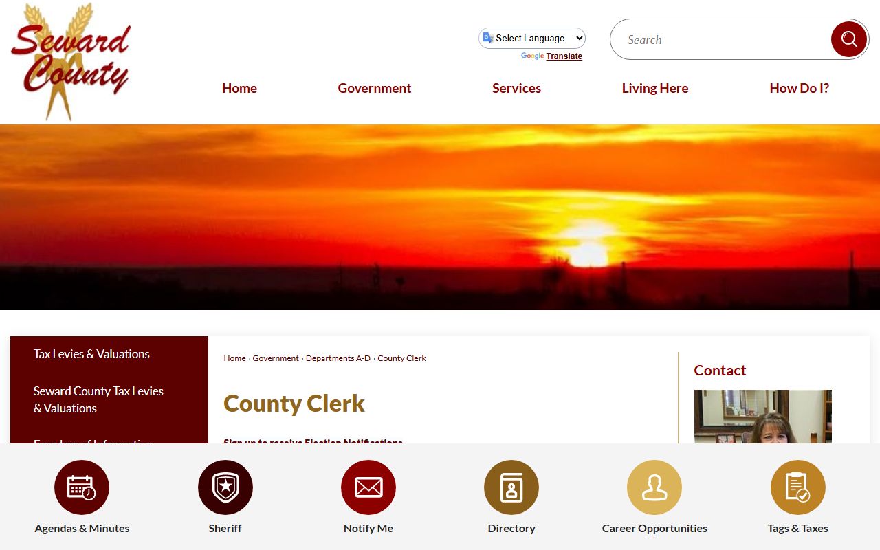 Seward County court records County Clerk routing page