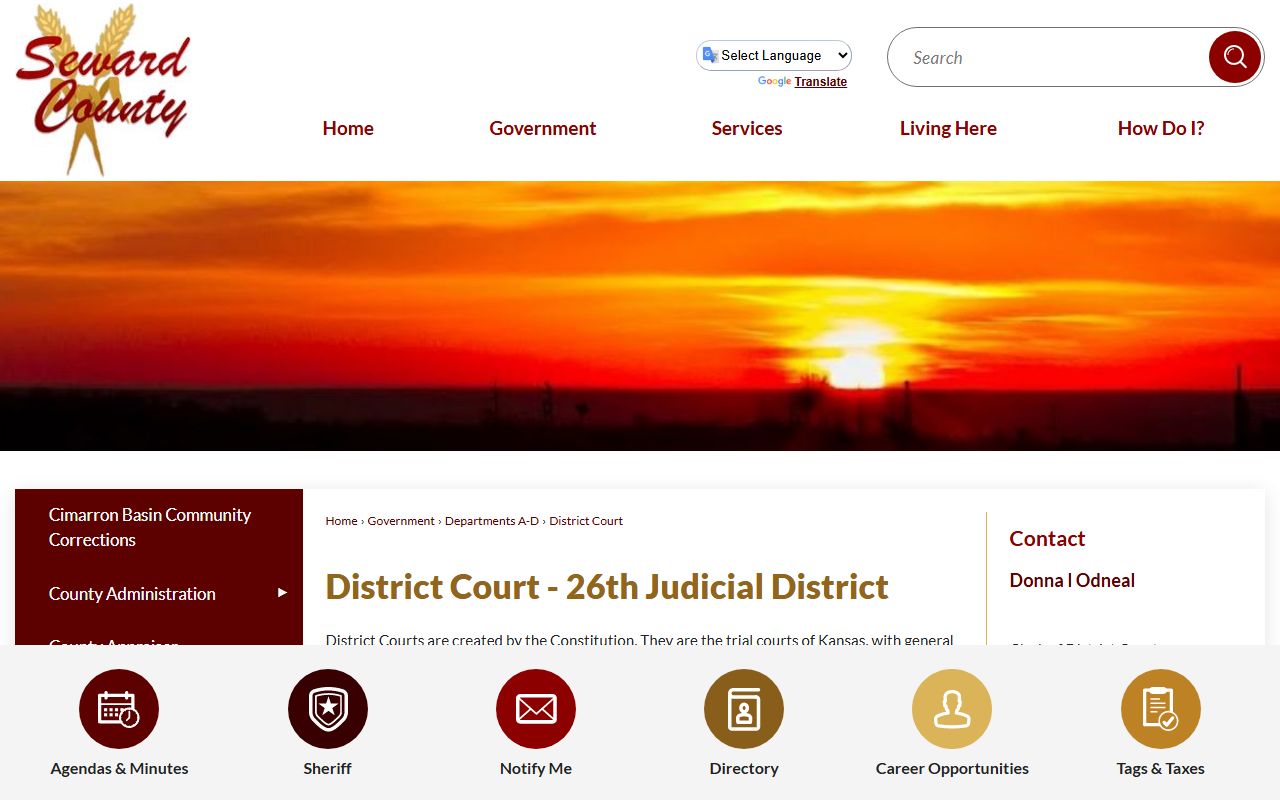 Seward County court records District Court page