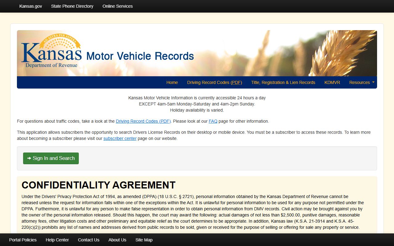 Seward County traffic court records Kansas Motor Vehicle Records portal