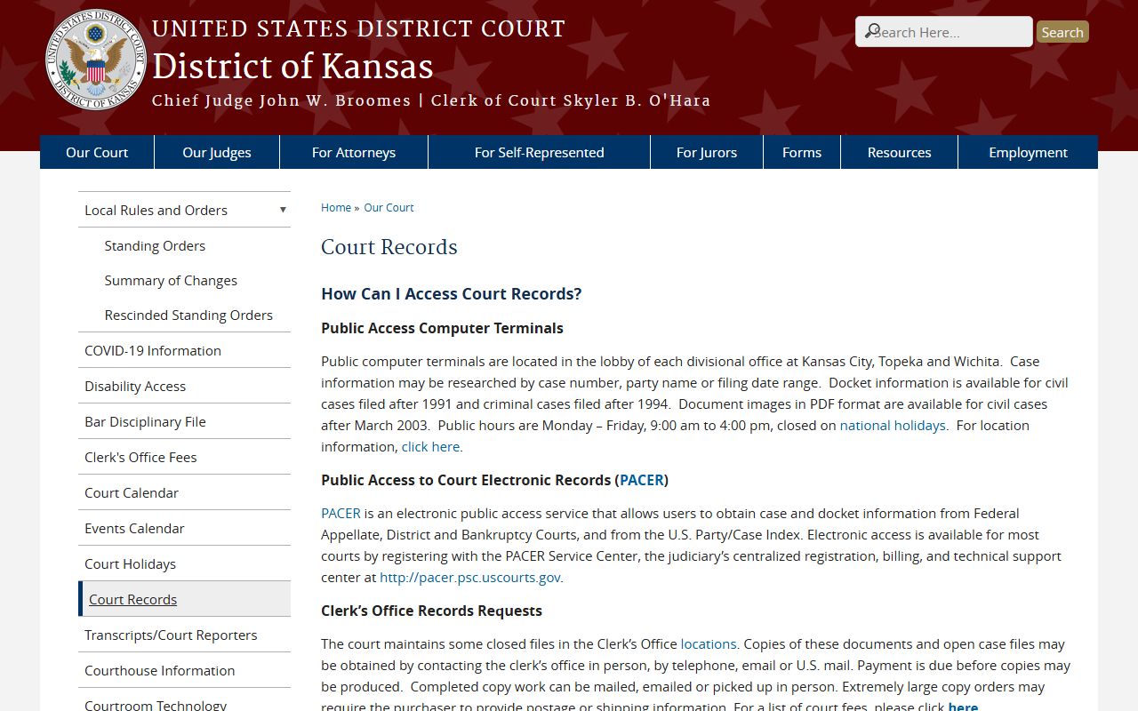 Seward County warrant records District of Kansas federal court records source
