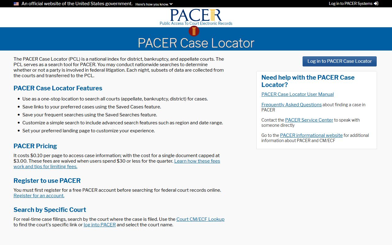 Seward County warrant records PACER federal case locator source